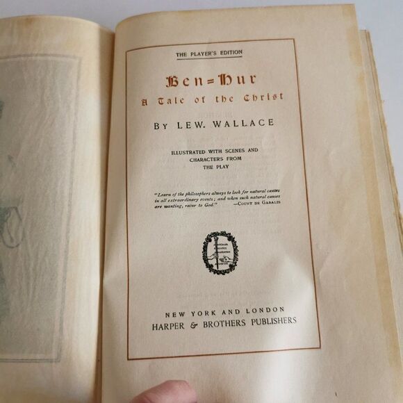 1901 Ben-Hur Player's Edition Hardcover Book, Antique Collectable - Picture 5 of 11